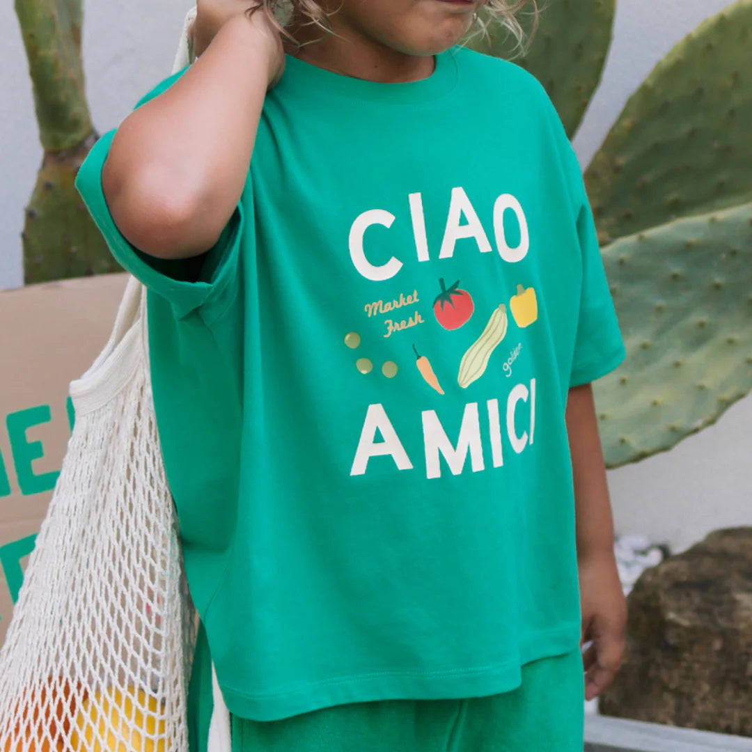 Golden Children Ciao Amici Mid Sleeve Tee | Leafy Green