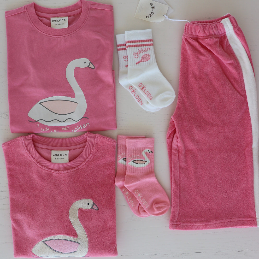 Golden Children Swan Mid Sleeve Tee | Meringue Pink