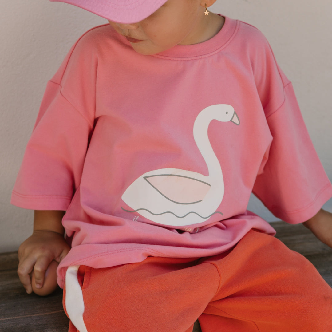 Golden Children Swan Mid Sleeve Tee | Meringue Pink