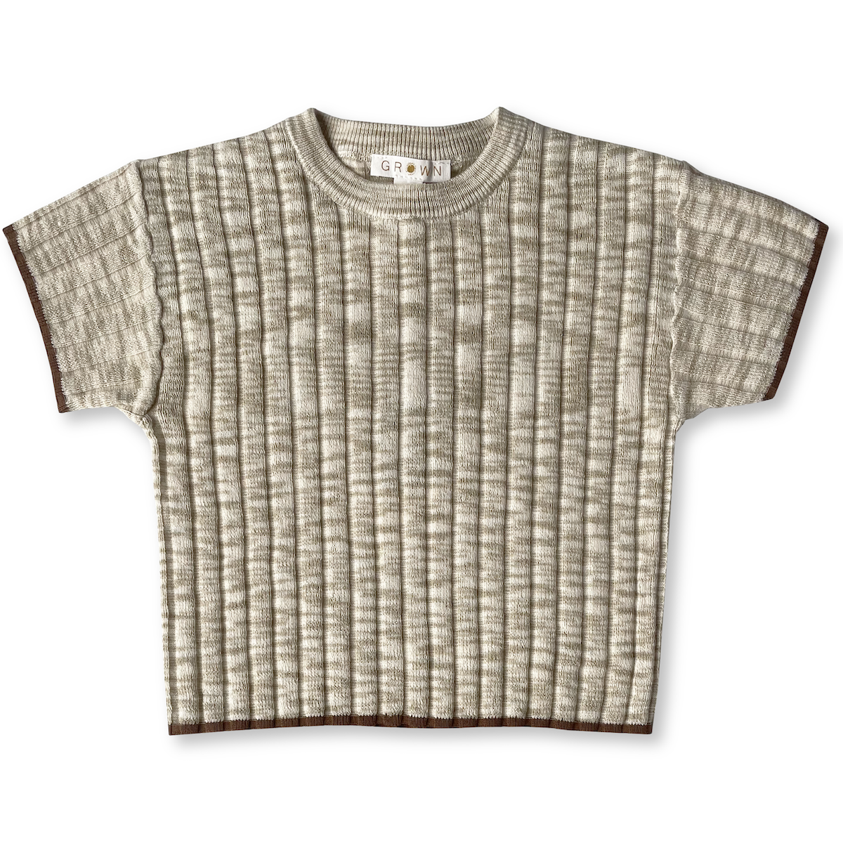 Grown Knitted Rib Tee - Latte