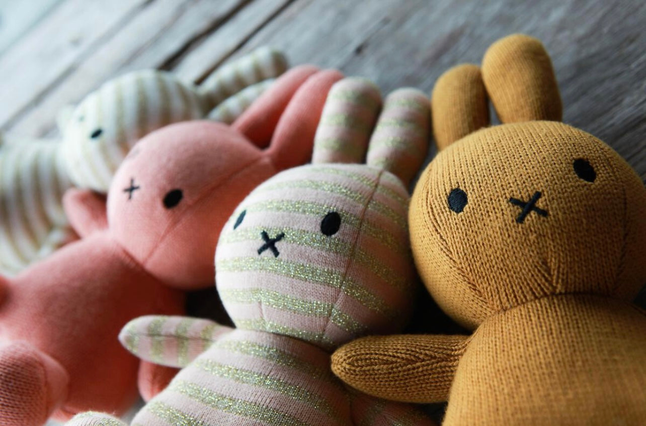 Miffy Plush Sitting Organic Cotton Sparkle Stripe Cream (23cm)