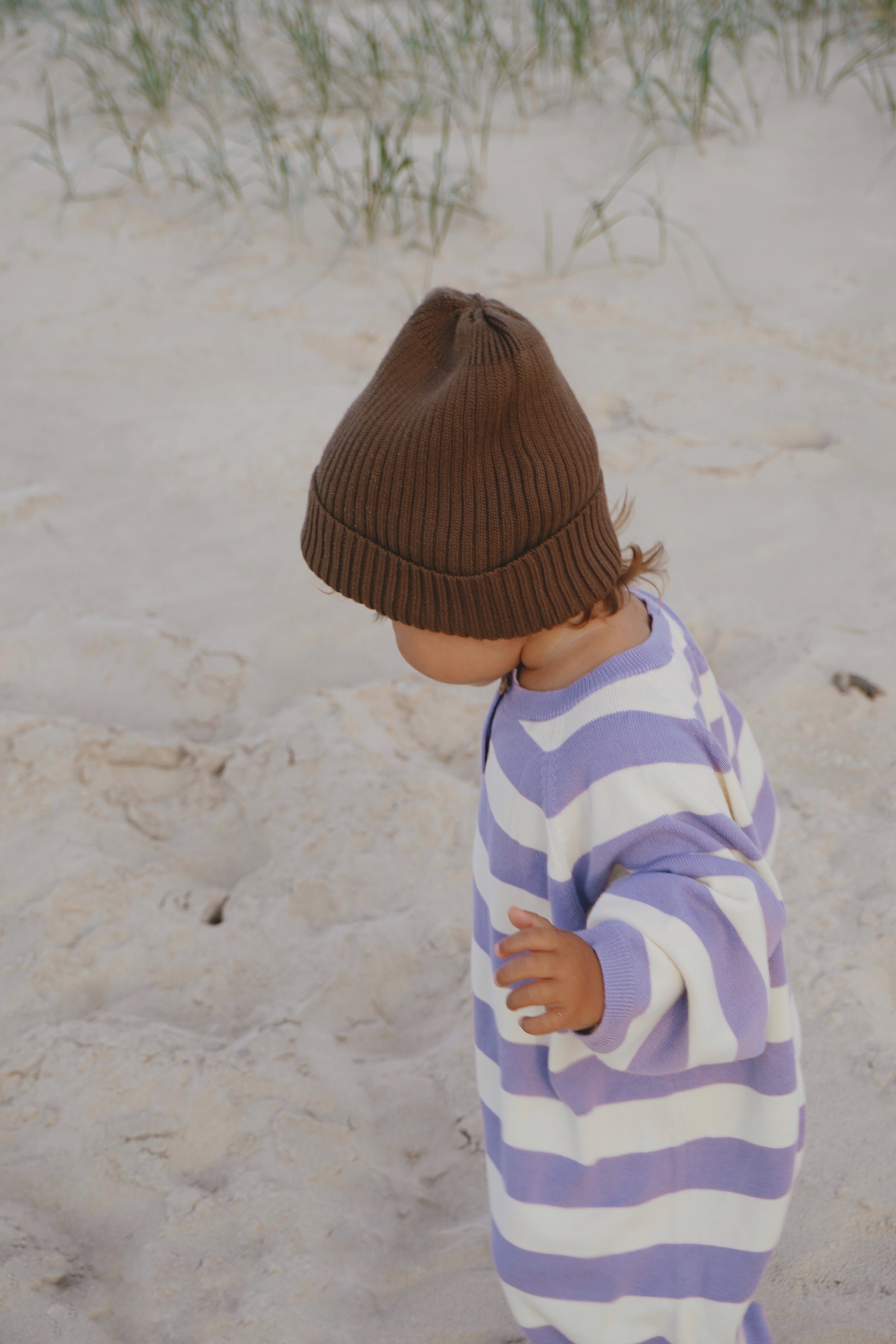 Grown Organic Striped Essential Starsuit - Iris/Milk