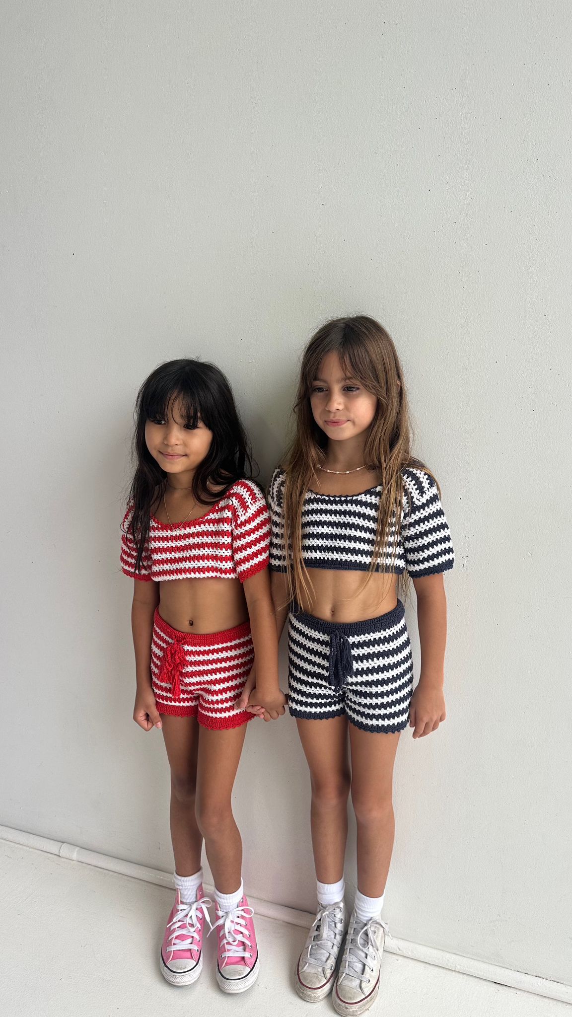 Nothing but Amor Crochet Stripe Set - Red/White