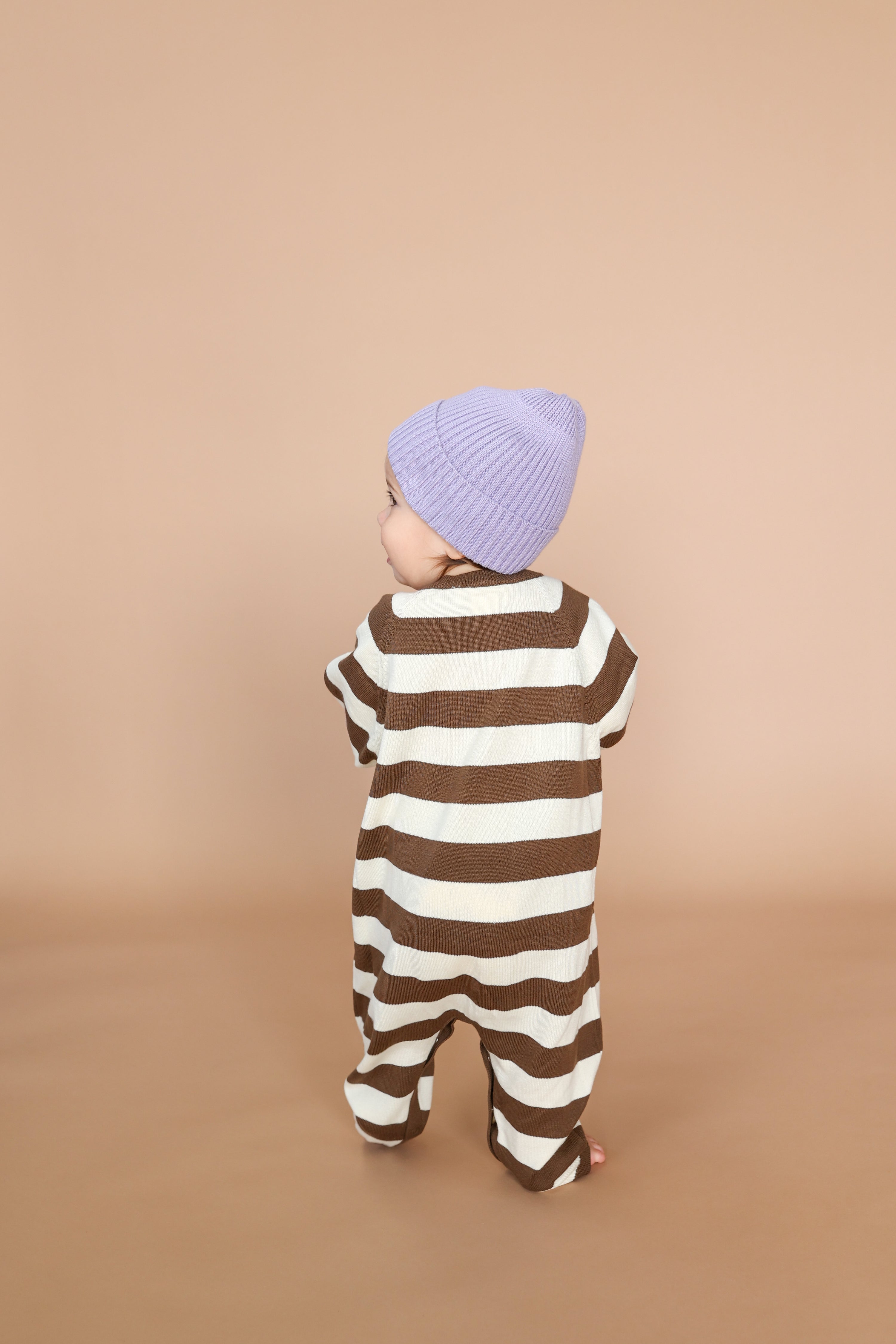 Grown Organic Striped Essential Starsuit - Espresso/Milk