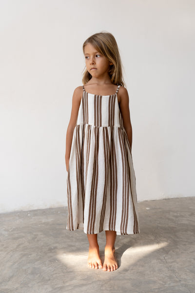 Illoura the Label Field Dress - Cocoa Stripe