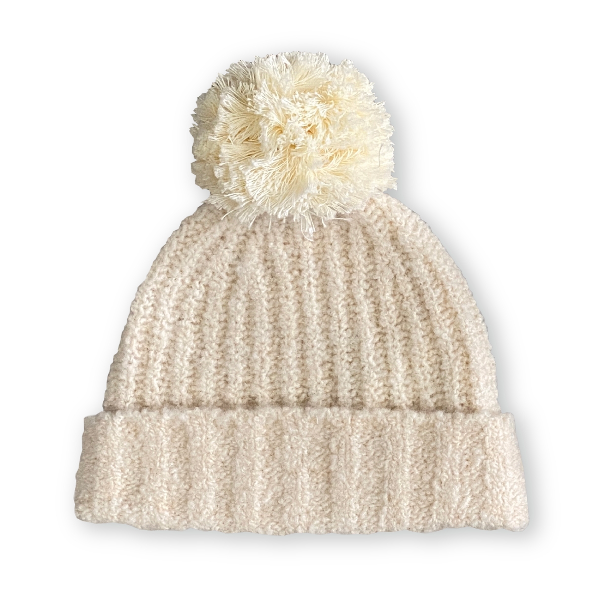 Grown Merino Woolen Pom Pom Beanie - Milk