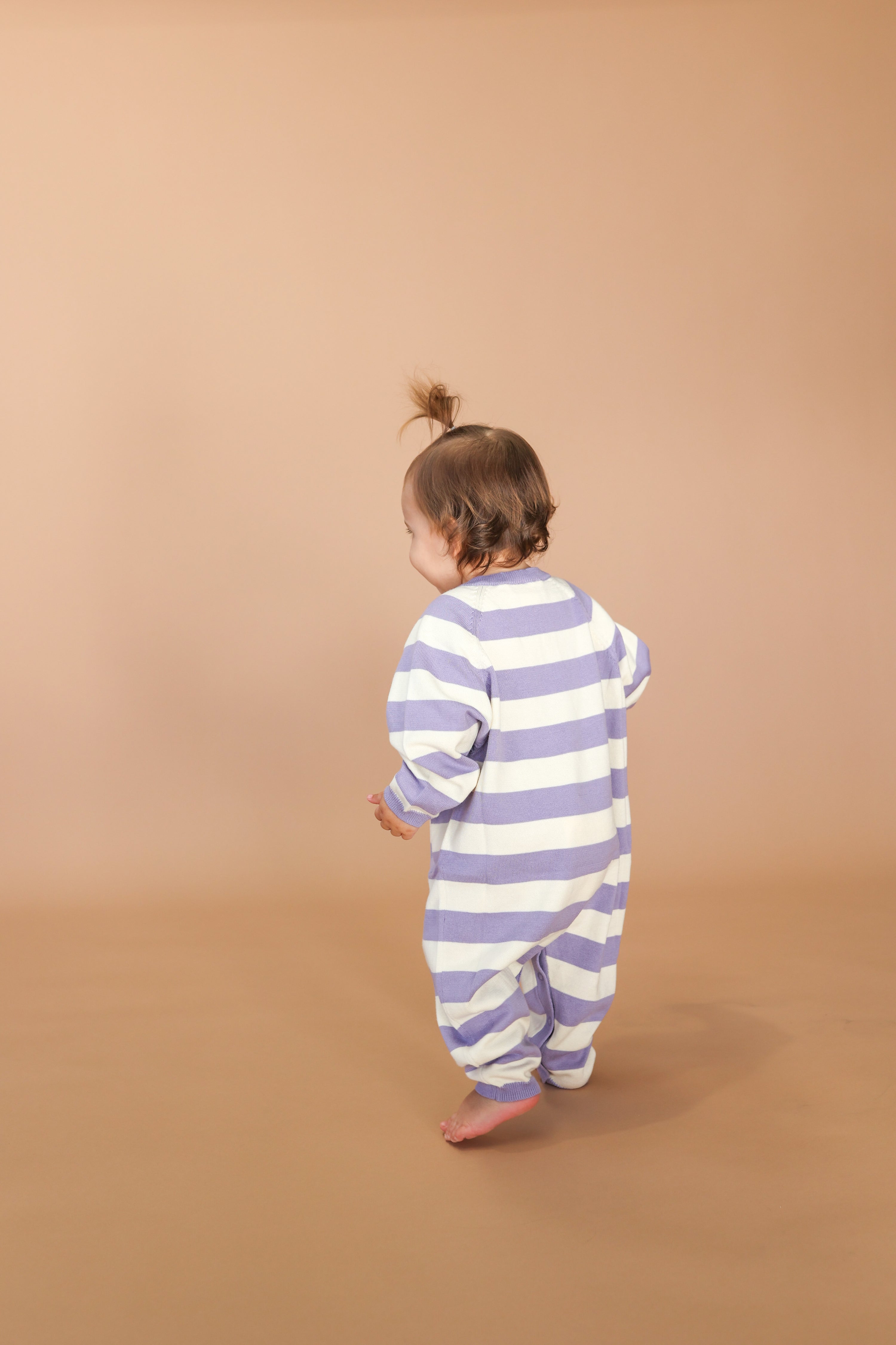 Grown Organic Striped Essential Starsuit - Iris/Milk