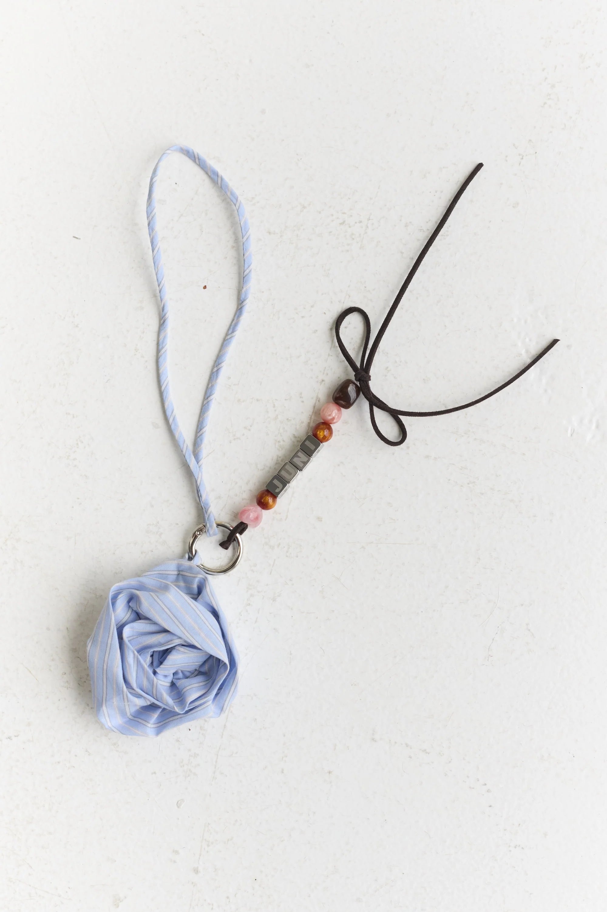 Juni Rose Bag Charm | Blue Stripe