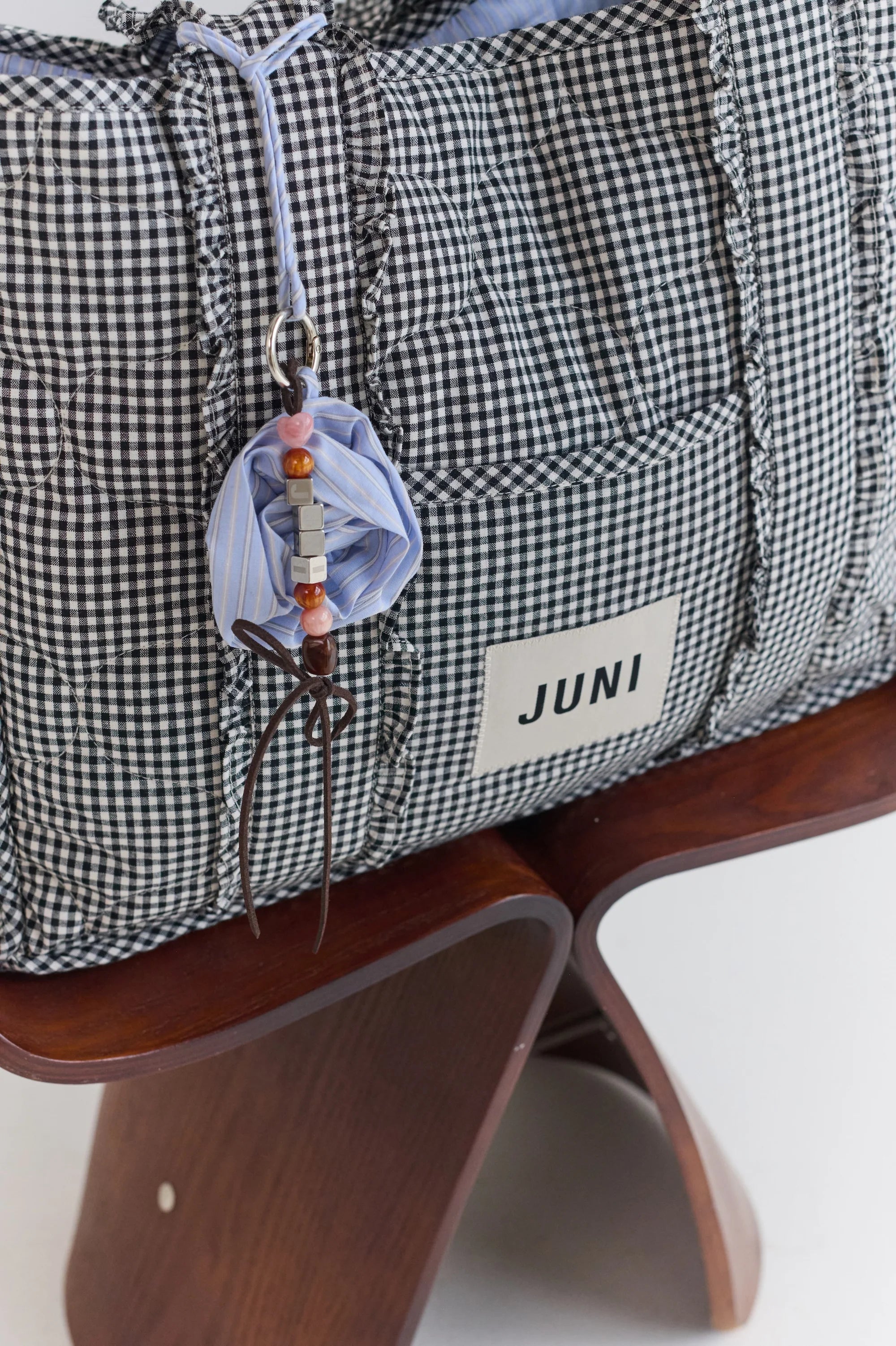 Juni Rose Bag Charm | Blue Stripe