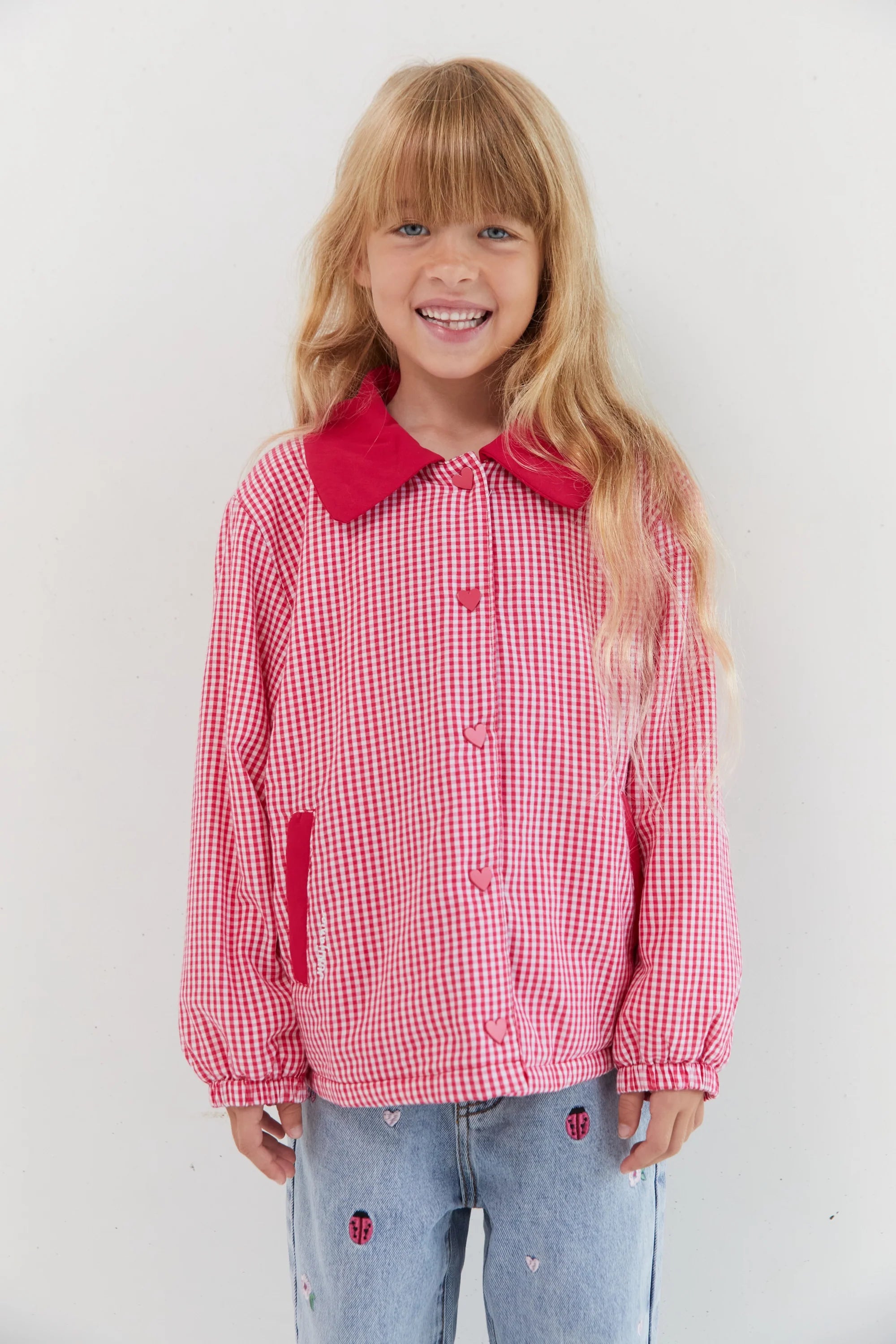 Juni Sienna Padded Jacket | Raspberry Gingham