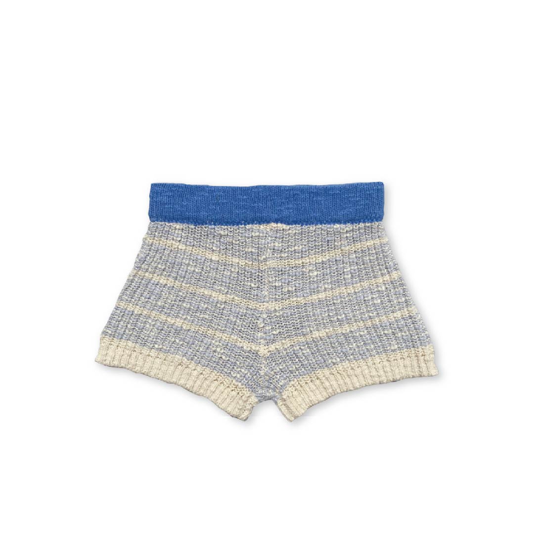 Grown Organic Textured Rib Shorts - Aqua/Milk + Marine