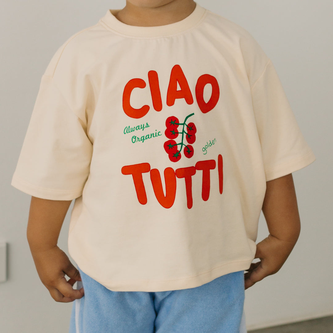 Golden Children Ciao Tutti Mid Sleeve Tee | Vanilla Parfait