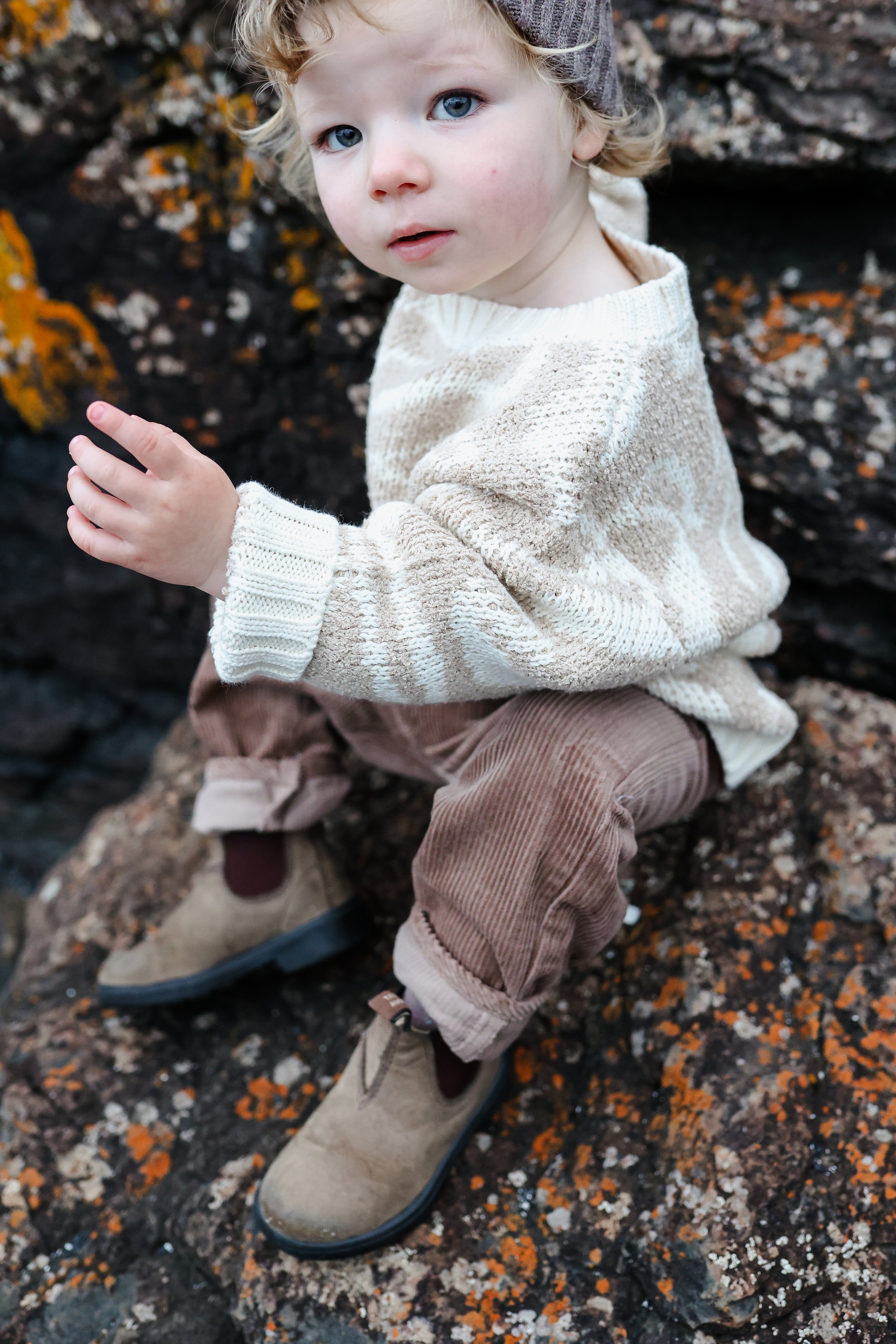 Grown Teddy Ripple Pull Over Jumper - Stone