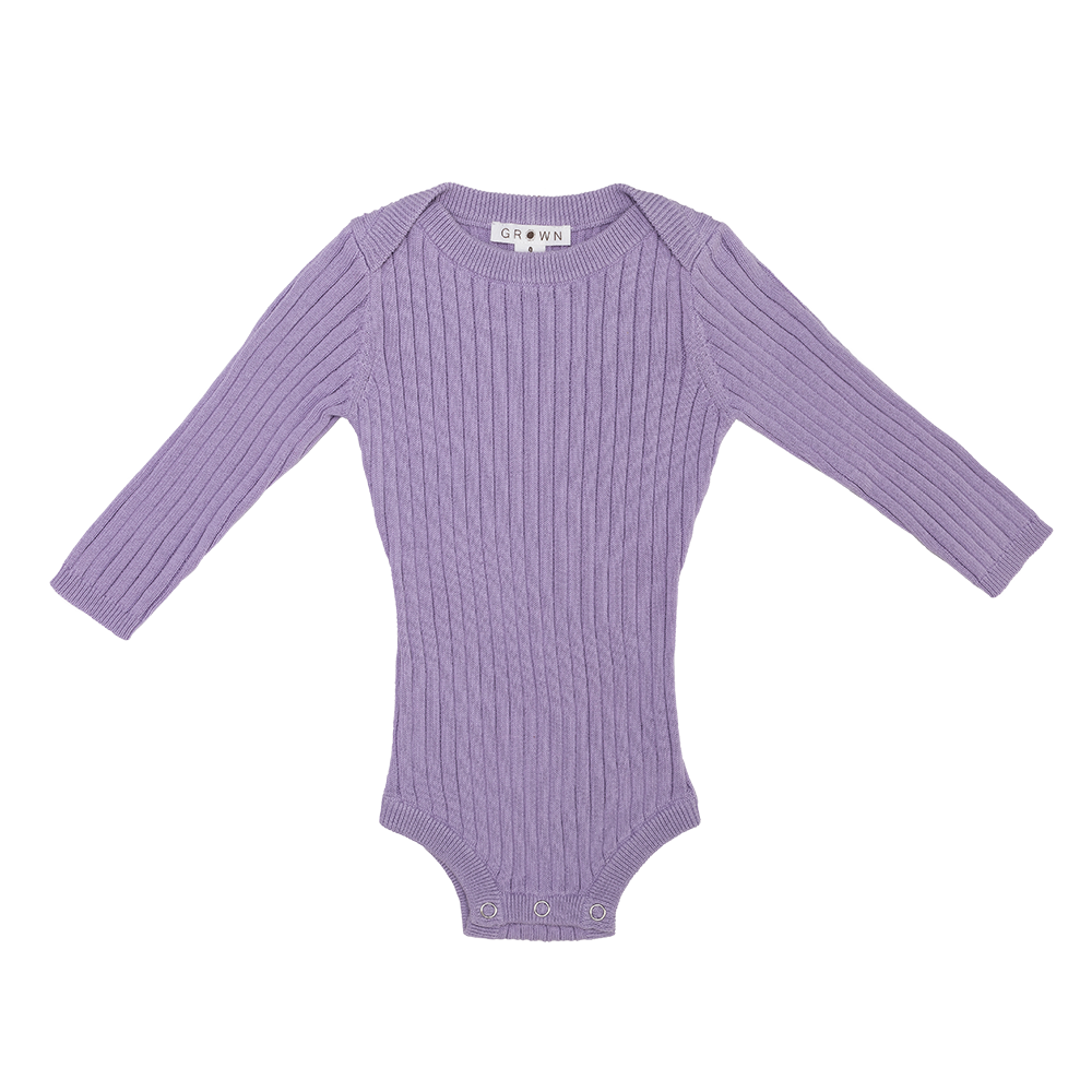 Grown Organic Ribbed Essential Bodysuit - Lilac