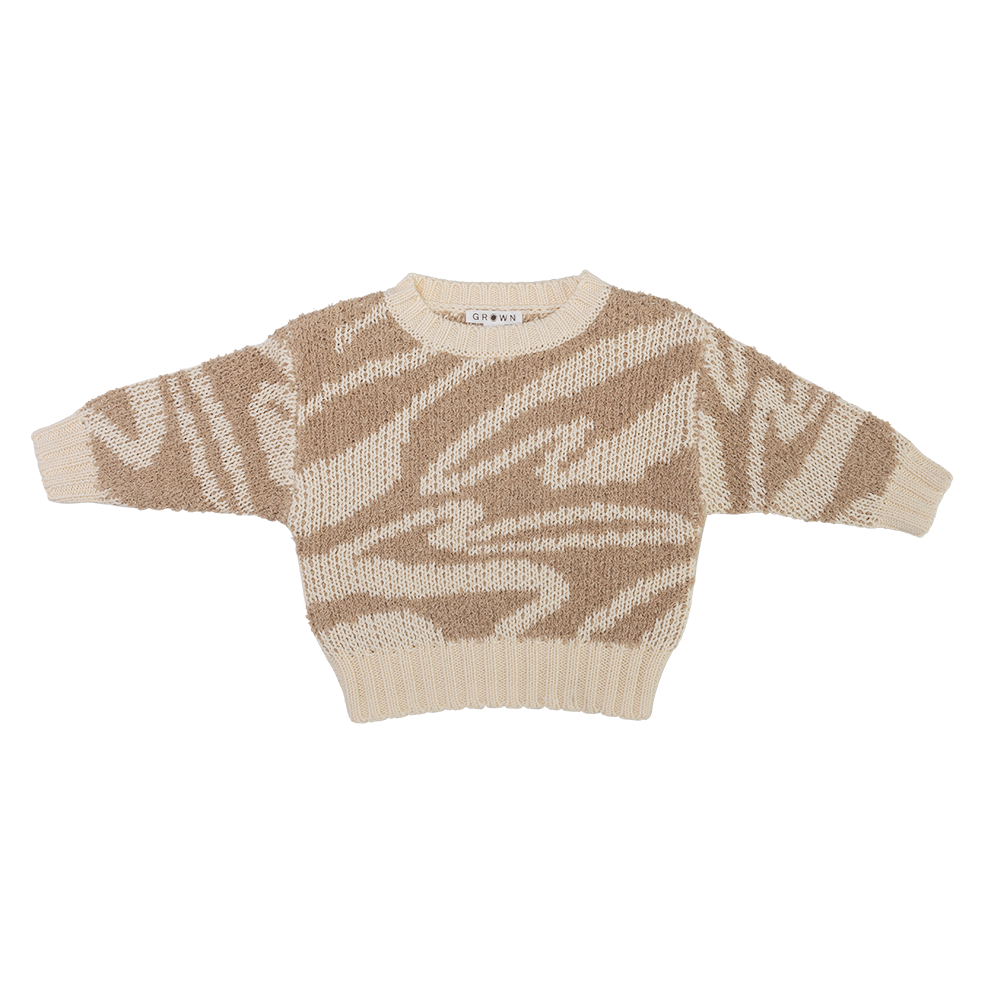 Grown Teddy Ripple Pull Over Jumper - Stone