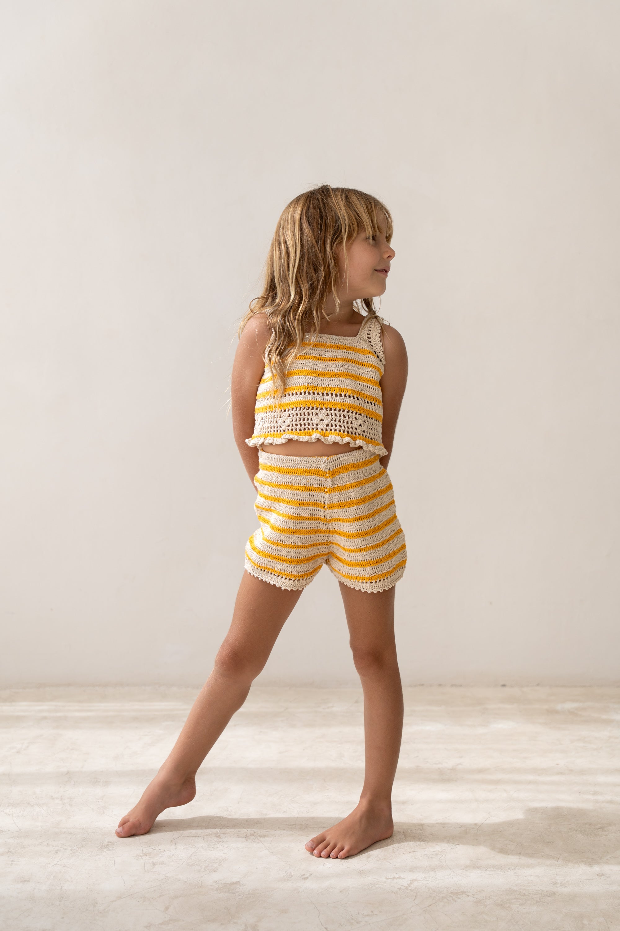Illoura the Label Crochet Shorts | Mango Stripe