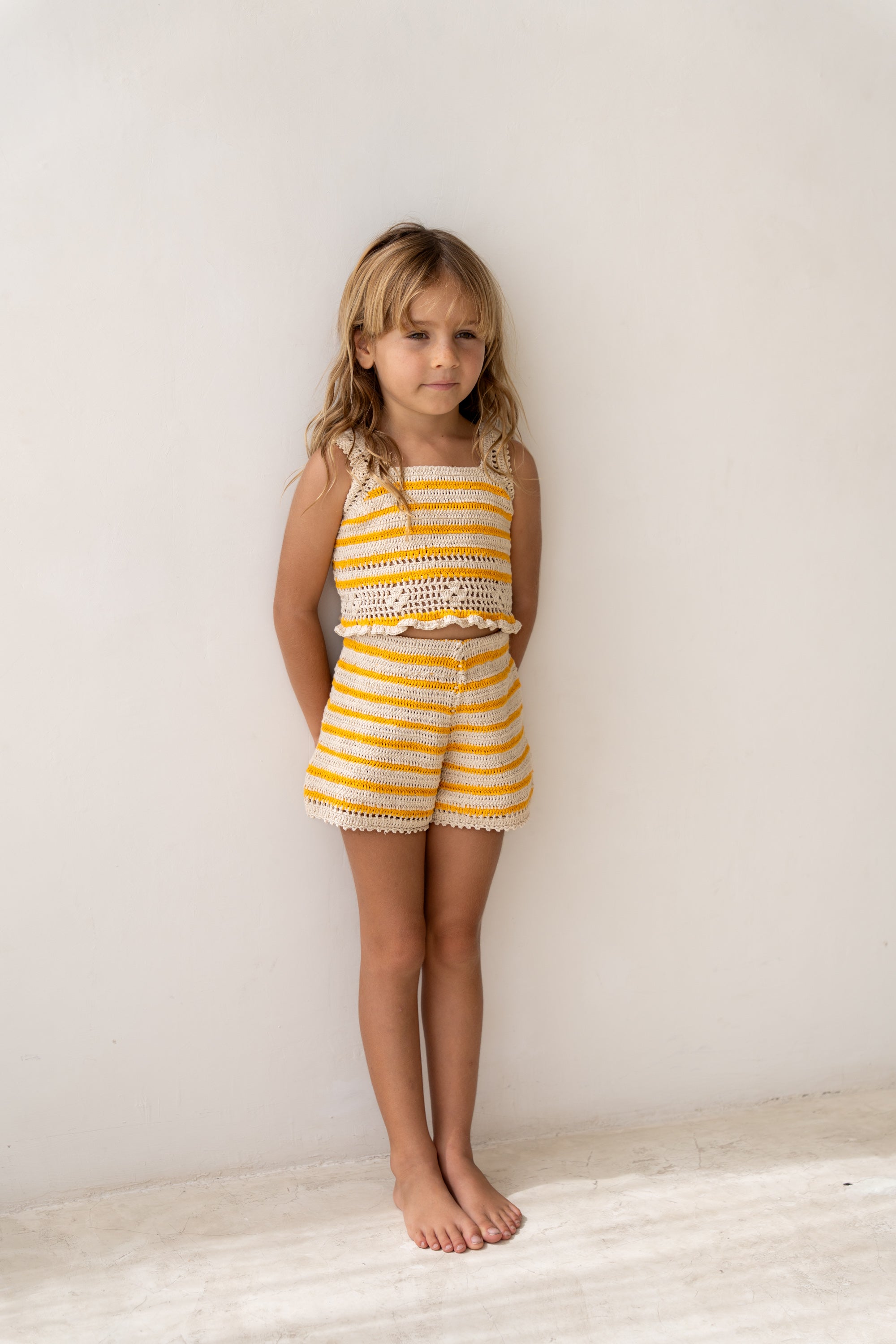 Illoura the Label Crochet Shorts | Mango Stripe