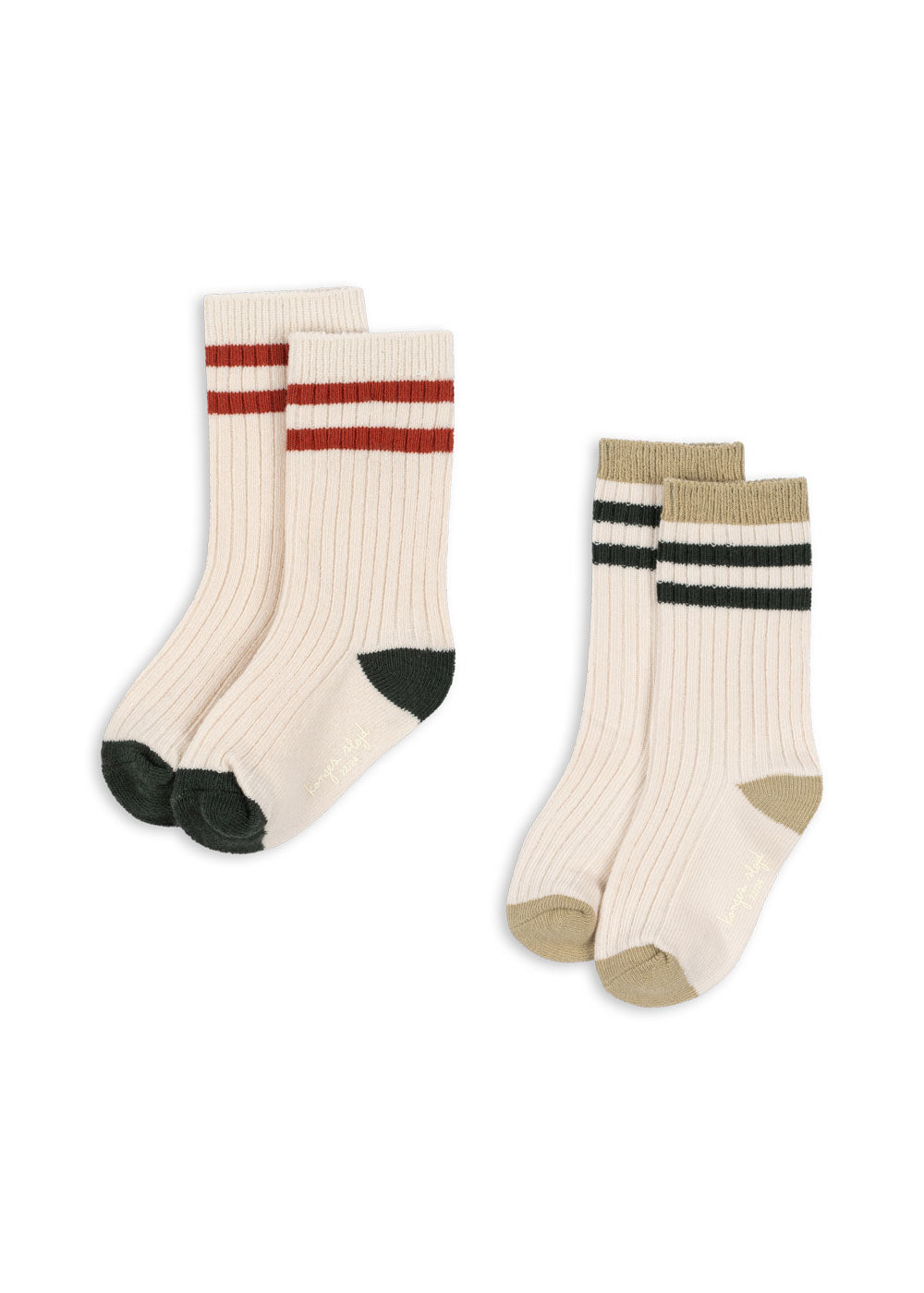 Konges Slojd 2 Pack Rib Socks | Green Stripe