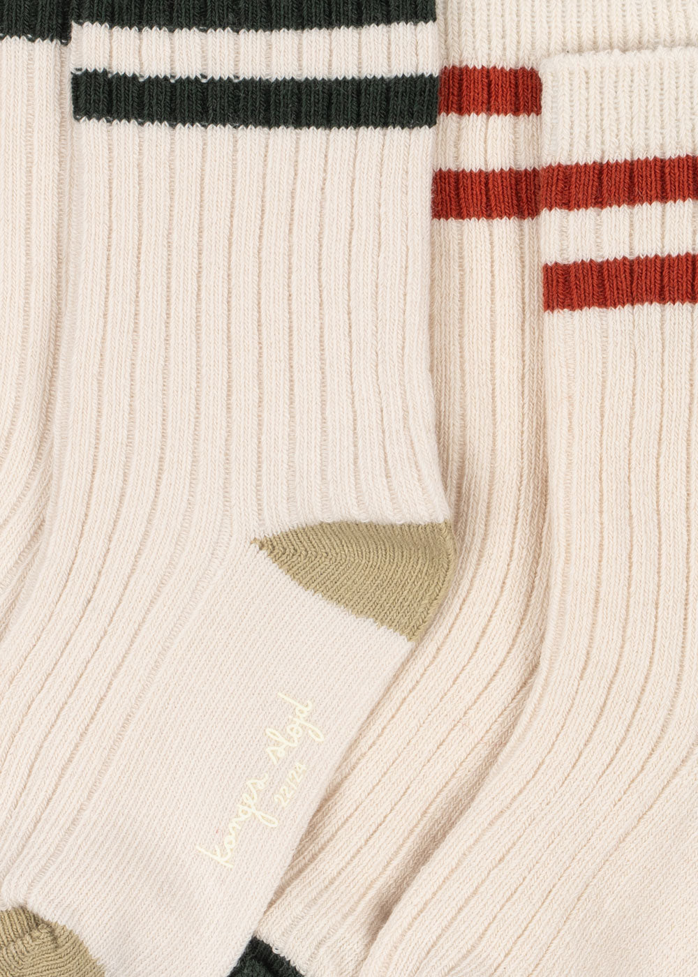 Konges Slojd 2 Pack Rib Socks | Green Stripe