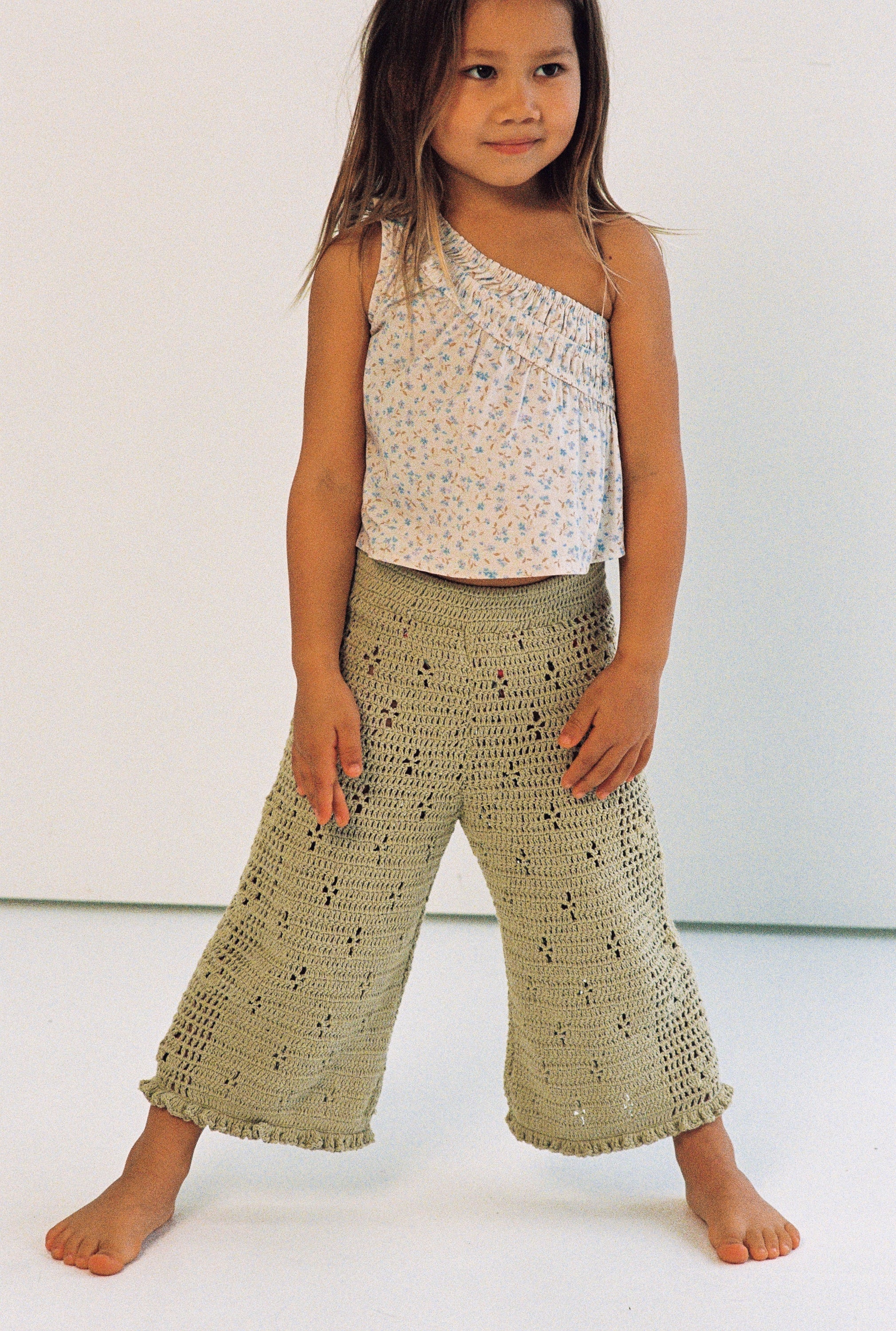 Illoura the Label Filet Crochet Pants | Moss