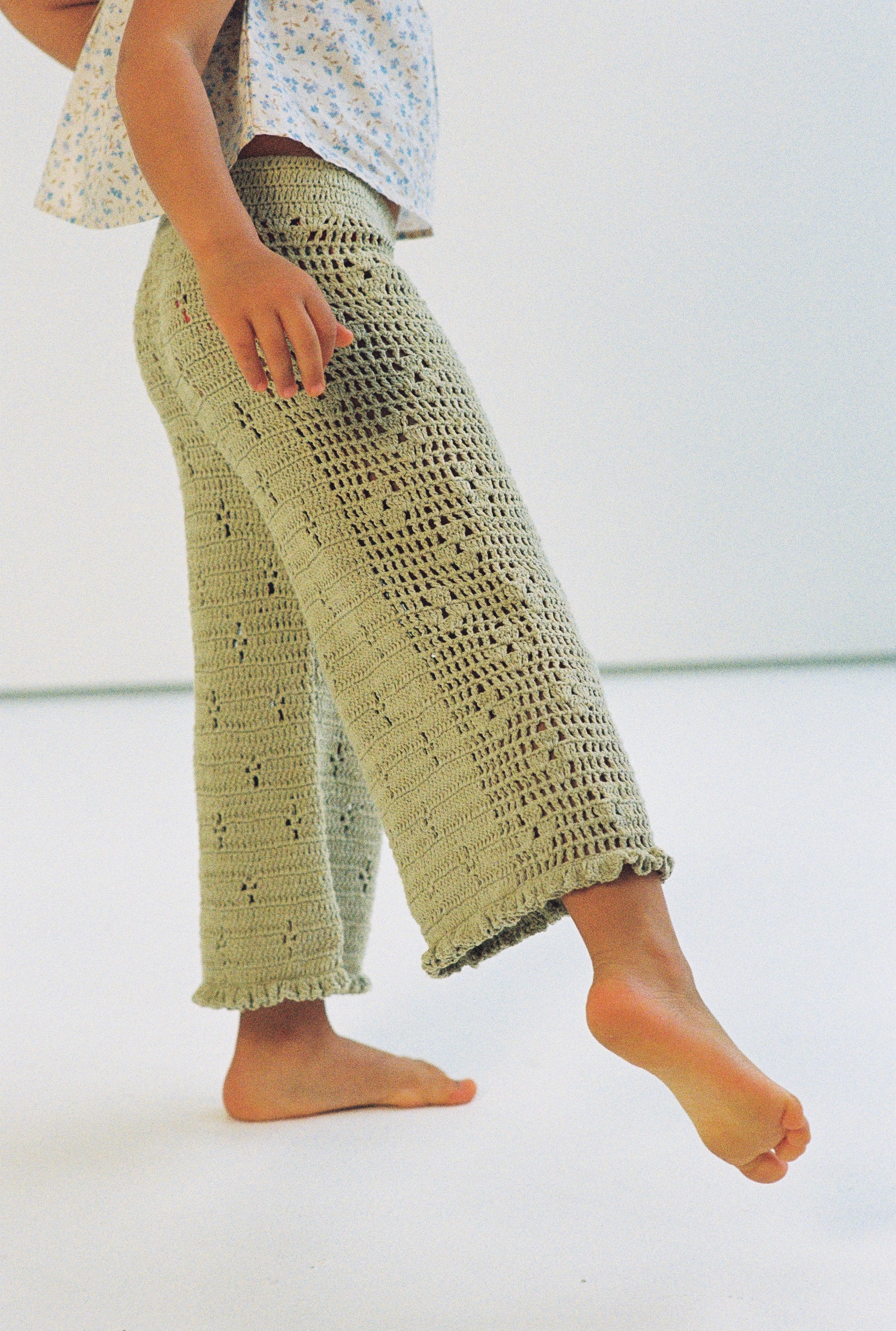 Illoura the Label Filet Crochet Pants | Moss
