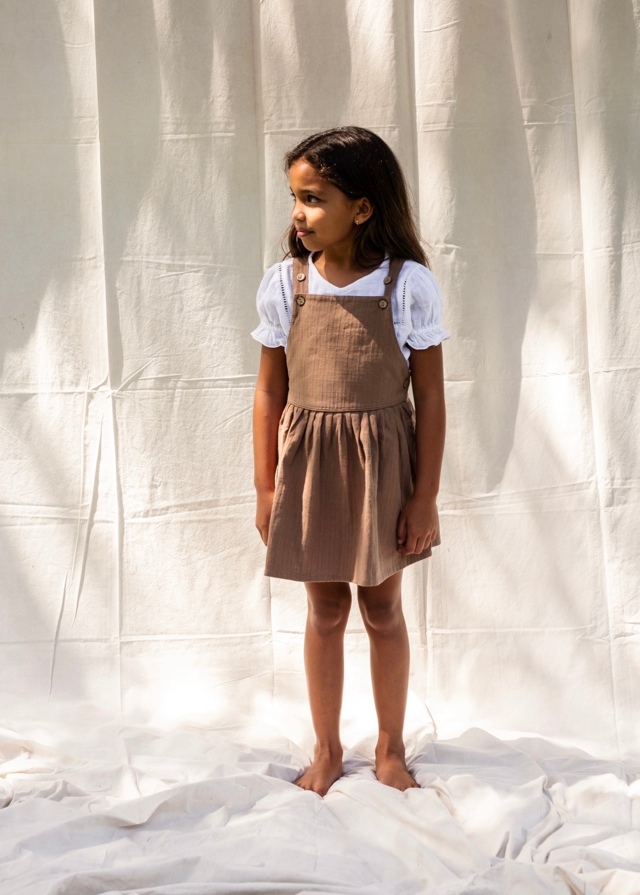 Illoura the Label Anouk Pinafore | Chocolate (Ophelia collection)