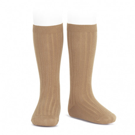 condor ribbed knee high tights in camel by childish online shop