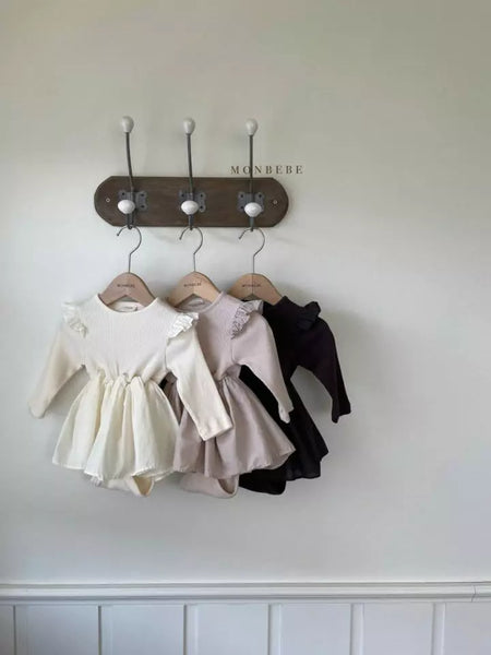 Monbebe Frill Rib Romper - Light Pink